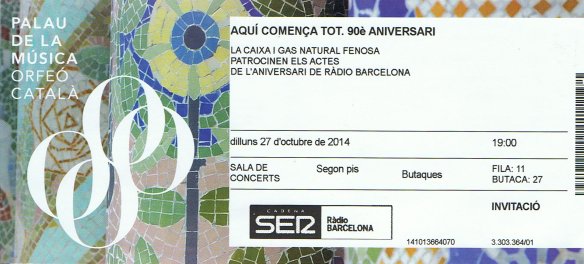 Entrada 90 Aniversario de Radio Barcelona