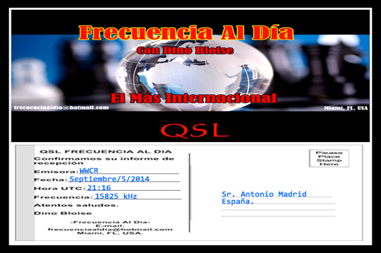 QSL Frecuencia al Dia - WWCR